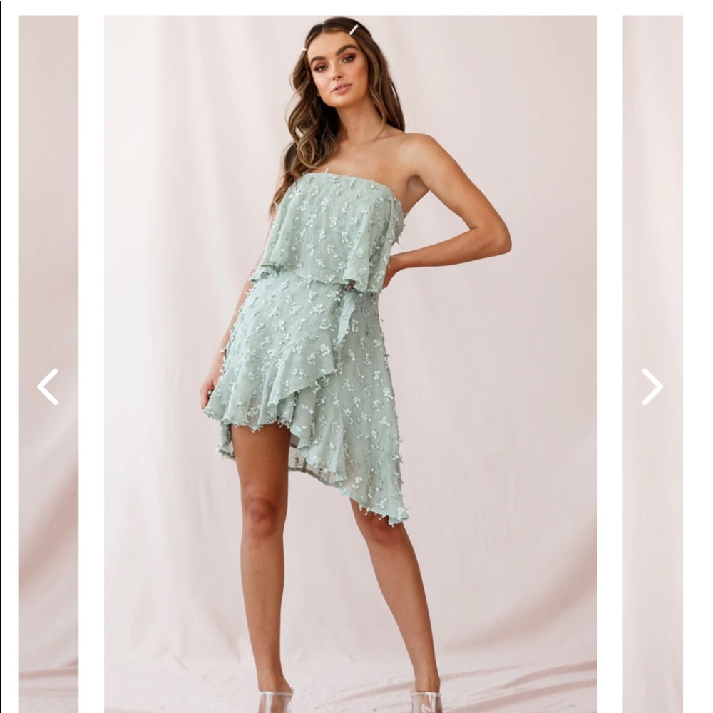 Selfie Leslie — BEL AIR EMBELLISHED BANDEAU DRESS SAGE